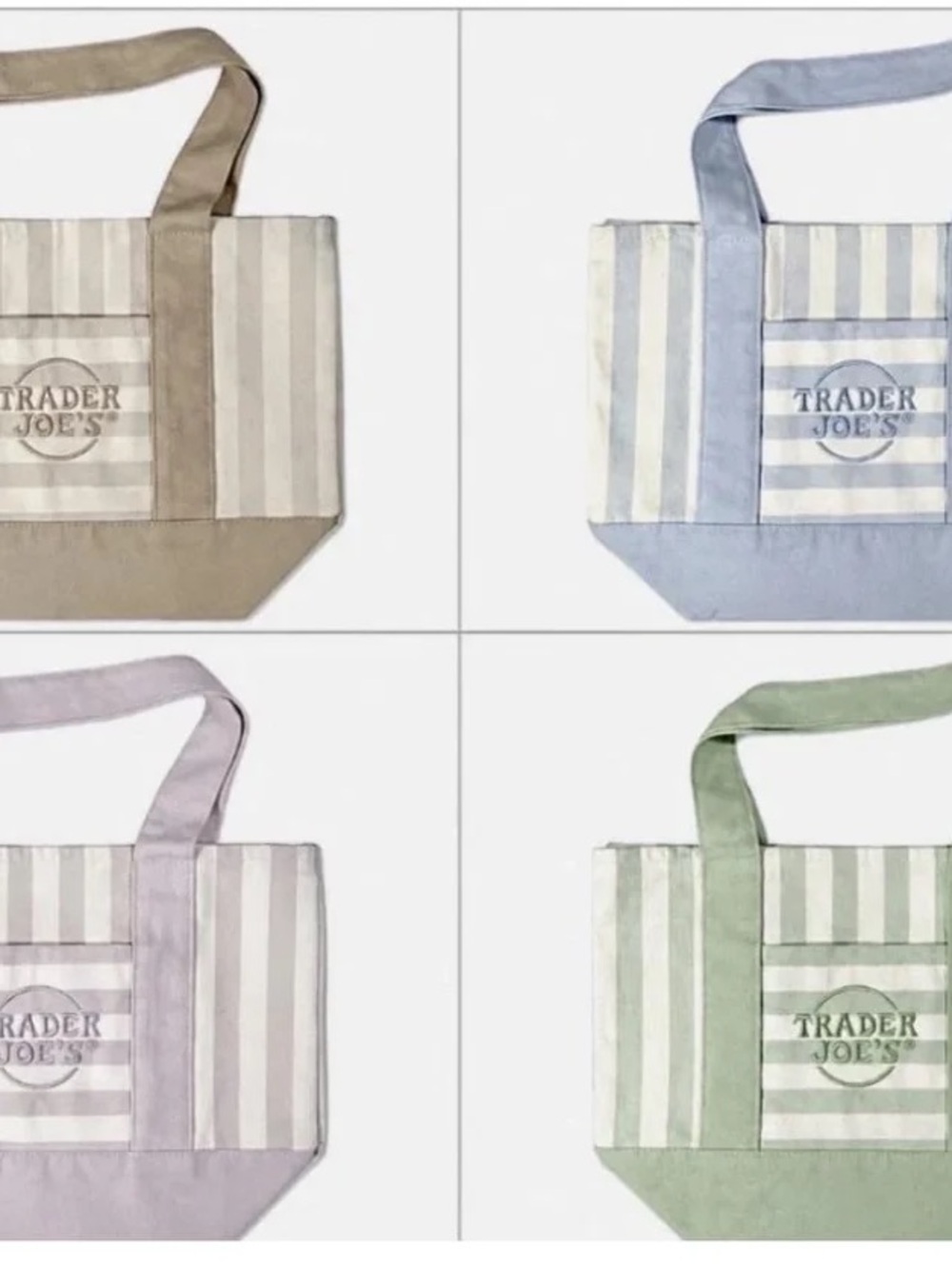 Trader Joe’s Mini Tote Bag Bundle Set of 4 Pastel Colors NWT Sold Out